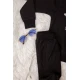Elegant two-piece girls' winter set, black, with writing and drawings on the front