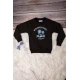 Elegant two-piece girls' winter set, black, with writing and drawings on the front