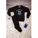 Elegant two-piece girls' winter set, black, with writing and drawings on the front