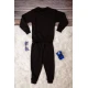 Elegant two-piece girls' winter set, black, with writing and drawings on the front
