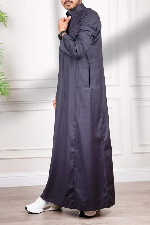 ثوب رجالي شتوي  لون رمادي غامق سحاب