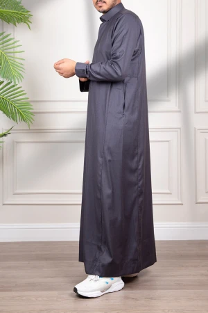 ثوب رجالي شتوي  لون رمادي غامق سحاب 