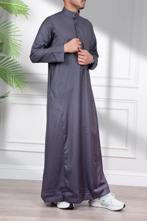 ثوب رجالي شتوي  لون رمادي غامق 