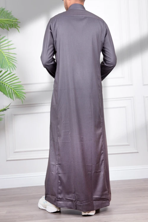 ثوب رجالي شتوي  لون رمادي غامق سحاب