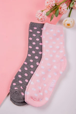 جوارب نسائية ملونة برسومات دائرية نقطية عدد اثنين قطع