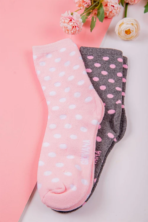 جوارب نسائية ملونة برسومات دائرية نقطية عدد اثنين قطع