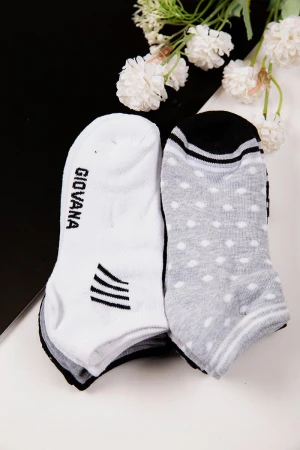 جوارب نسائية سادة و برسومات دوائر نقطية عدد ست قطع