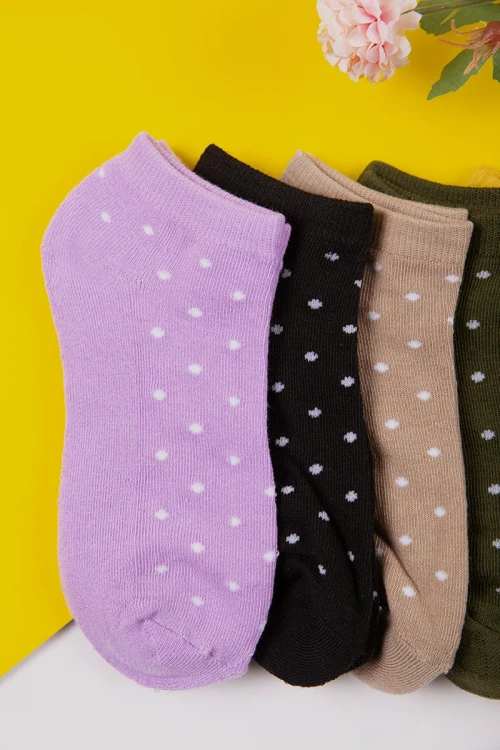جوارب نسائية ملونة برسومات على شكل دوائر نقطية عدد ستة قطع