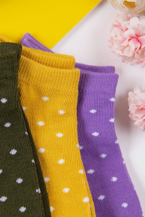 جوارب نسائية ملونة برسومات على شكل دوائر نقطية عدد ستة قطع