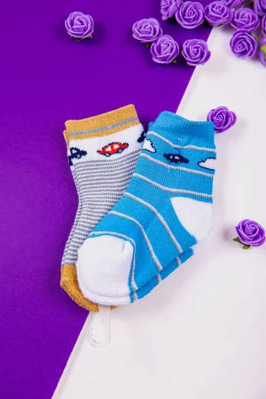 جوارب ولادي ملونة بعدد ثلاث قطع