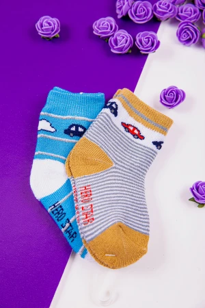 جوارب ولادي ملونة بعدد ثلاث قطع