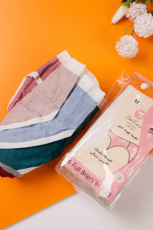سروال داخلي نسائي متعدد الألوان مجموعة 6 قطع