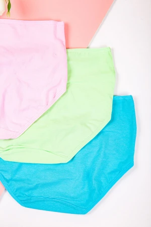 سروال داخلي نسائي متعدد الألوان تصميم خصر مريح مجموعة 3 قطع