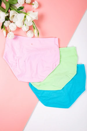 سروال داخلي نسائي متعدد الألوان تصميم خصر مريح مجموعة 3 قطع