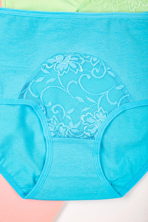 سروال داخلي نسائي متعدد الألوان تصميم خصر مريح مجموعة 3 قطع