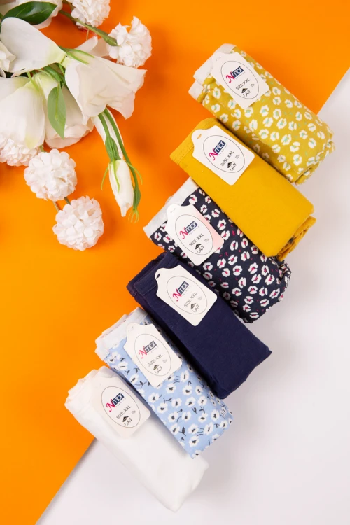 سروال داخلي نسائي متعدد الألوان مجموعة 6 قطع