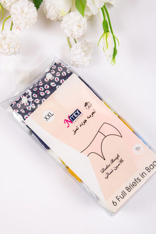 سروال داخلي نسائي متعدد الألوان مجموعة 6 قطع