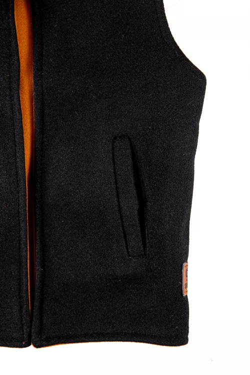 سديري ولادي شتوي أنيق وجهين دبل فيس لون أسود و بني بدون أكمام و بجيوب أمامية