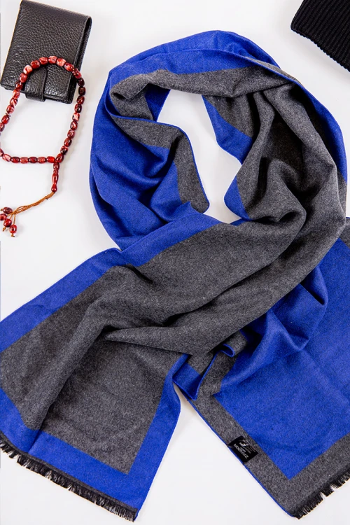 شال رجالي شتوي متعدد الألوان بخطوط كاروهات واشكال مزخرفة