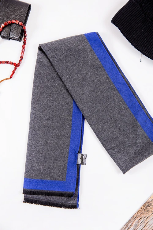 شال رجالي شتوي متعدد الألوان بخطوط كاروهات واشكال مزخرفة