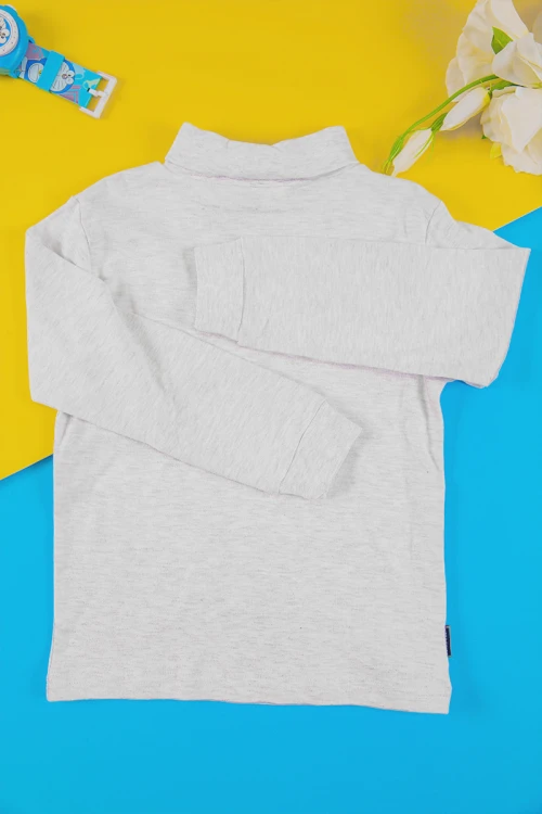 بيجاما اطفال ولادي شتوي قطعتين لون رمادي بأكمام طويلة و ياقة عالية وبنطلون طويل