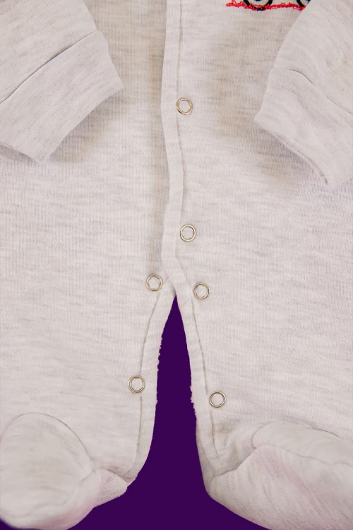 افرول أطفال ولادي شتوي مبطن لون رمادي بأزرار من الأمام