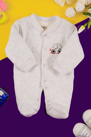 افرول أطفال ولادي شتوي مبطن لون رمادي بأزرار من الأمام 