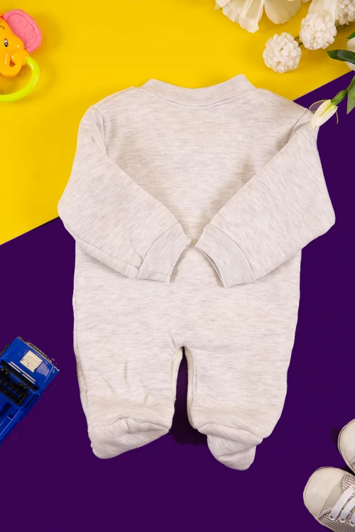 افرول أطفال ولادي شتوي مبطن لون رمادي بأزرار من الأمام