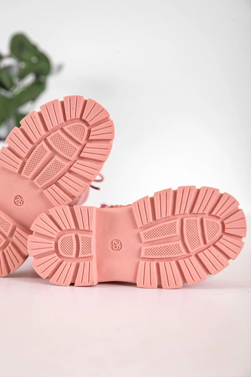 حذاء بوت بناتي شتوي لون وردي بطول الكاحل مبطن بفرو و سحاب جانبي للغلق