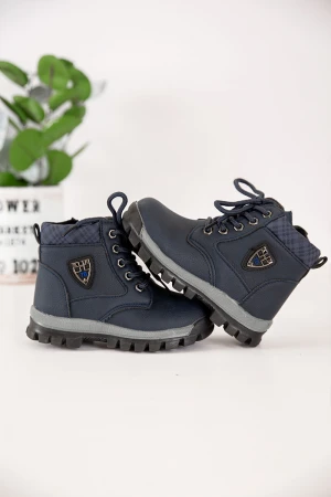 حذاء بوت ولادي شتوي لون كحلي بسحاب جانبي للغلق 