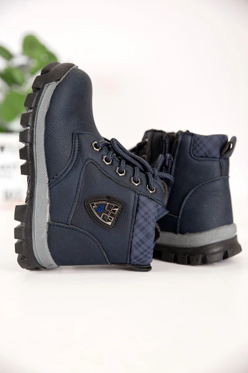 حذاء بوت ولادي شتوي لون كحلي بسحاب جانبي للغلق