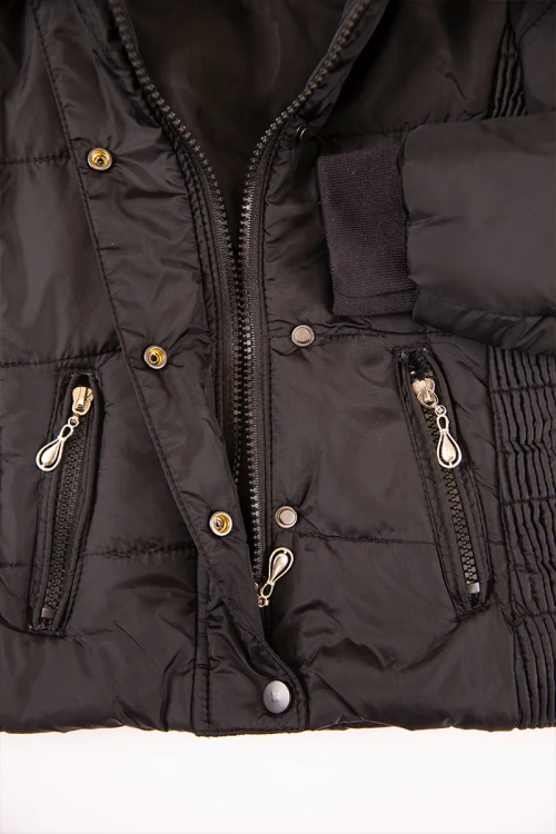 جاكيت بناتي شتوي لون بيج بقبعة رأس منفصلة و أكمام طويلة بجيوب وسحاب من الأمام