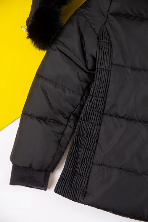 جاكيت بناتي شتوي لون بيج بقبعة رأس منفصلة و أكمام طويلة بجيوب وسحاب من الأمام