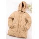 جاكيت بناتي شتوي لون بيج مبطن بقبعة رأس منفصلة و أكمام طويلة بجيوب وسحاب وازرار كبس من الأمام مع حزام في الخصر