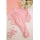 طقم بيجاما بناتي شتوي قطعتين لون وردي بأكمام طويلة مع بنطلون طويل بزم