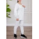 بيجاما نسائية شتوية قطعتين لون اوف وايت بياقة دائرية و بأكمام و بنطلون طويل
