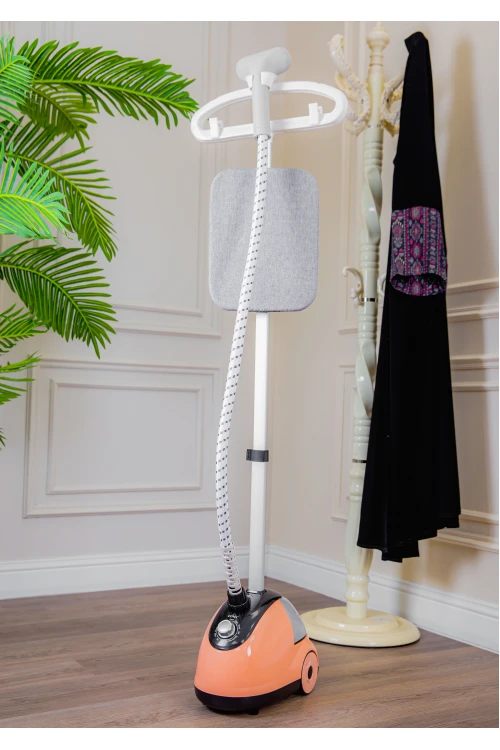 مكواة ملابس بخار عامودية  لون برتقالي مع ملحقاتها