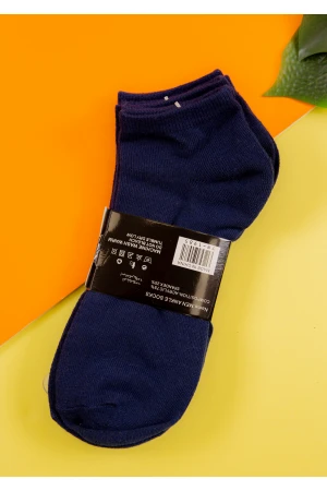 جوارب رجالية قصيرة لون كحلي عدد 3 قطع بكتابات من الأسفل