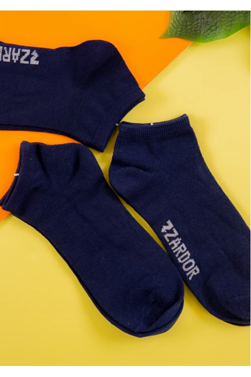 جوارب رجالية قصيرة لون كحلي عدد 3 قطع بكتابات من الأسفل