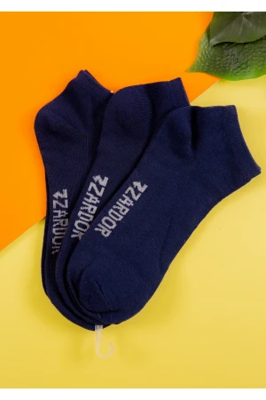 جوارب رجالية قصيرة لون كحلي عدد 3 قطع بكتابات من الأسفل