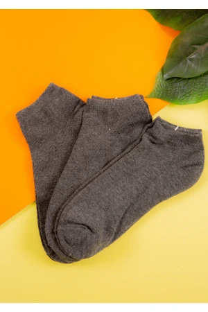 جوارب رجالية قصيرة لون رمادي عدد 3 قطع بكتابات من الأسفل