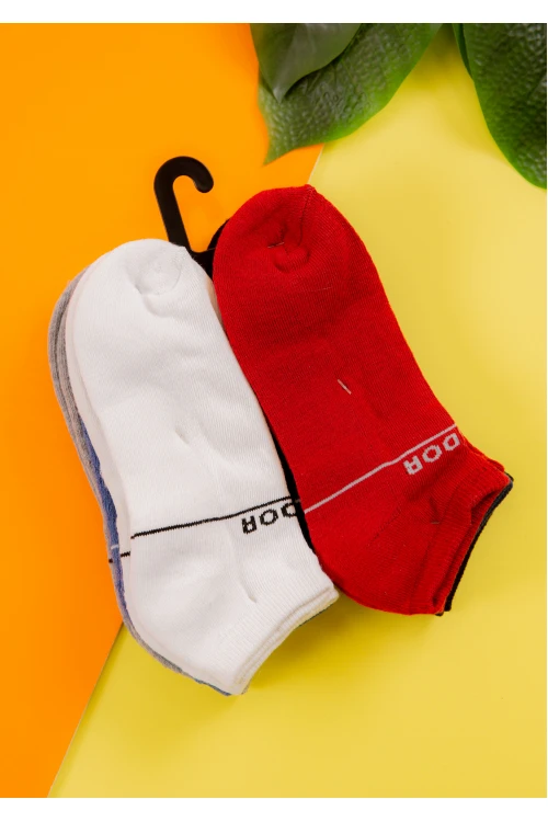 جوارب رجالية قصيرة متعددة الألوان عدد 6 قطع بكتابات