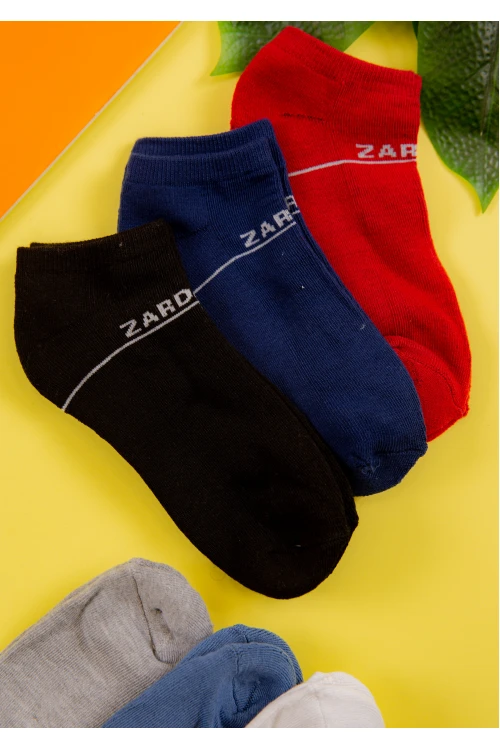 جوارب رجالية قصيرة متعددة الألوان عدد 6 قطع بكتابات