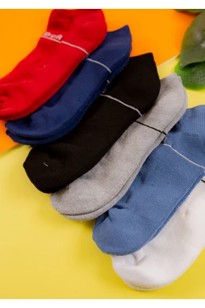 جوارب رجالية قصيرة متعددة الألوان عدد 6 قطع بكتابات