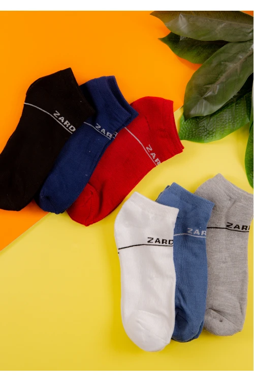 جوارب رجالية قصيرة متعددة الألوان عدد 6 قطع بكتابات