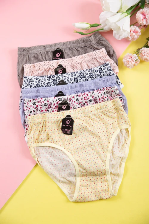 طقم سراويل داخلية مزينة بطبعات و بخصر مطاطي  6 قطع