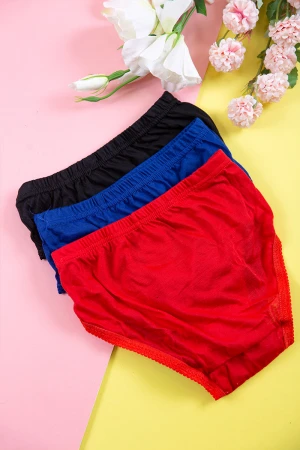 طقم سراويل داخلية نسائية بخصر مطاطي لفترة الحيض 3 قطع 