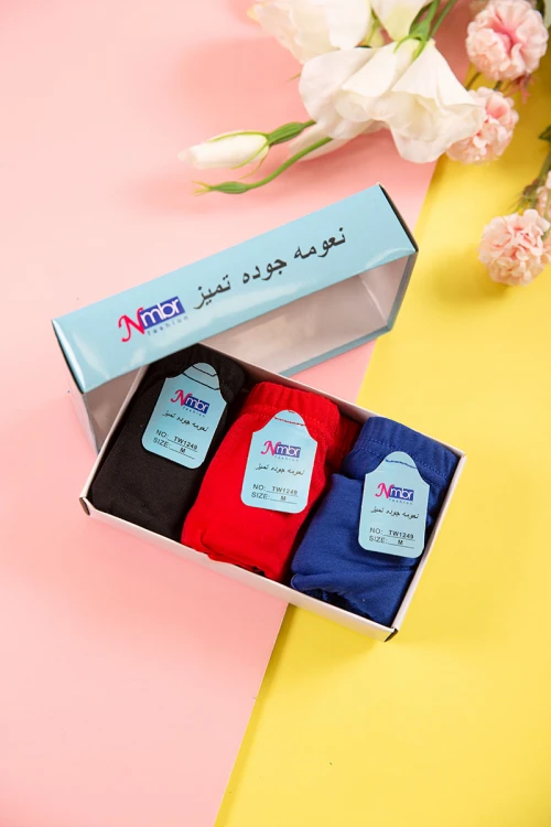 طقم سراويل داخلية نسائية بخصر مطاطي لفترة الحيض 3 قطع