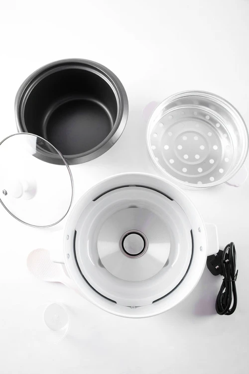 قدر طبخ كهربائي لون أبيض للطبخ التقليدي أو البخار