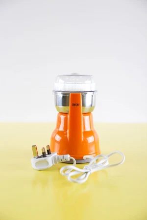 مطحنة قهوة لون برتقالي بوعاء و شفرات من الفولاذ المقاوم للصدأ